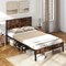 Platform Bed Frame with High Headboard and Mute Bar Perfect for Dorms or Kids